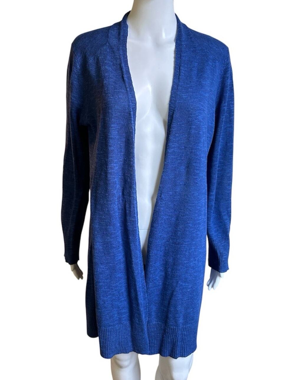 Eileen Fisher Longline Linen Long Open Front Cardigan Blue Women’s M Minimalist